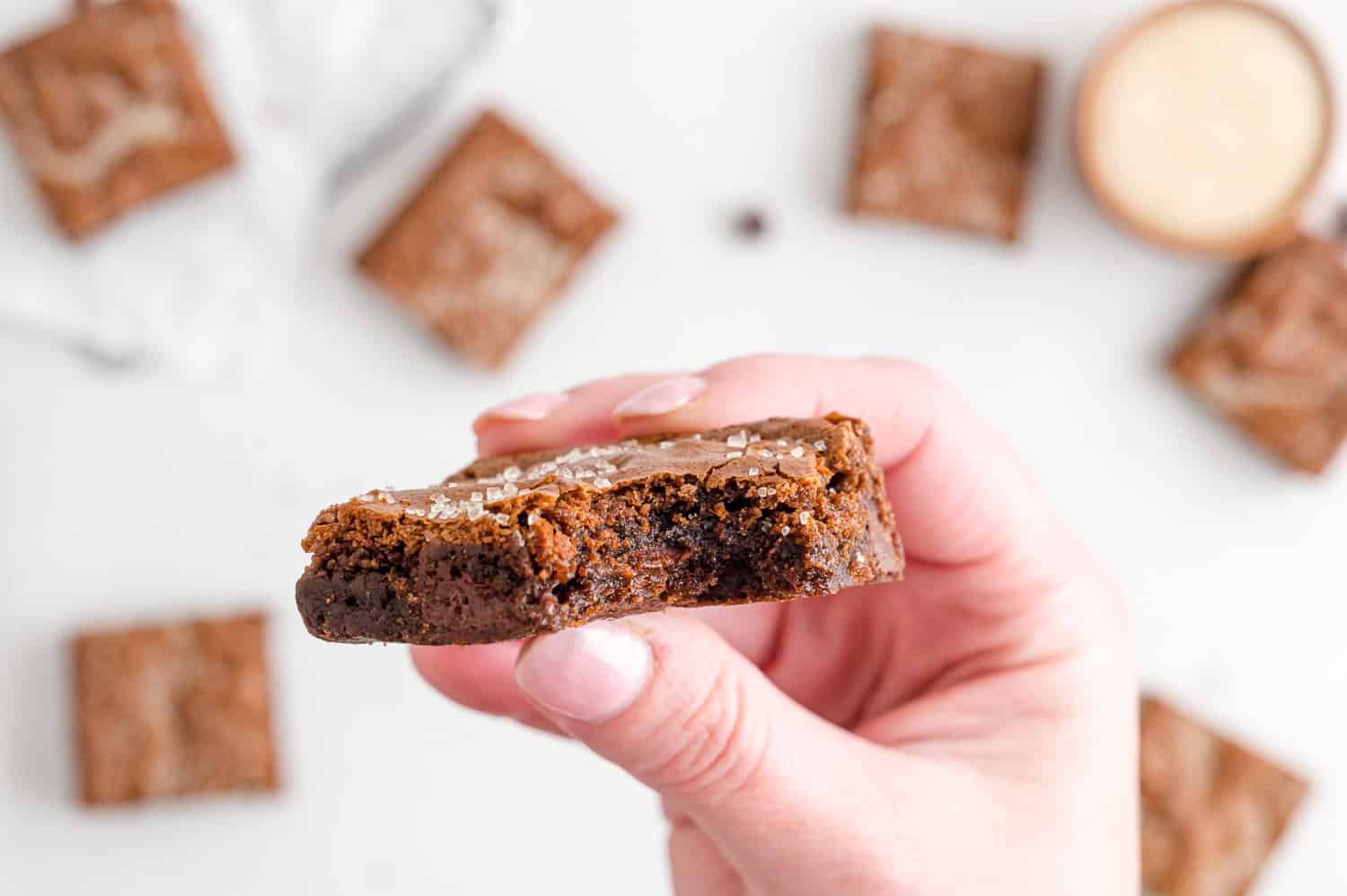 Hand holding a brownie.