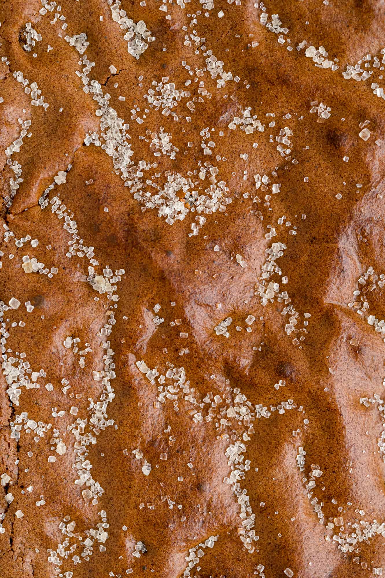 Close up of brownie top with sugar.