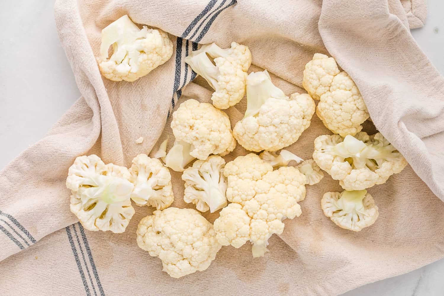 Cauliflower in a towel.