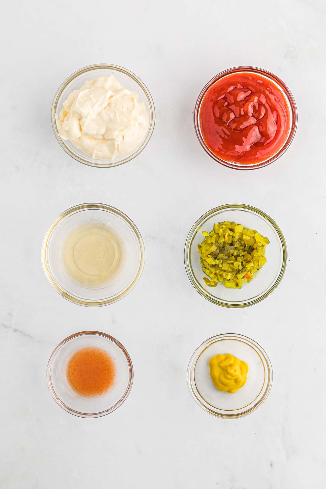 Ingredients in small glass bowls.