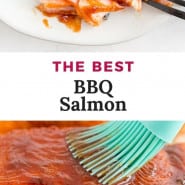 Salmon, text overlay reads "the best bbq salmon."