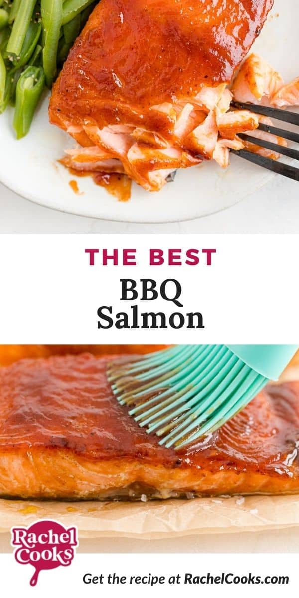 Salmon, text overlay reads "the best bbq salmon."