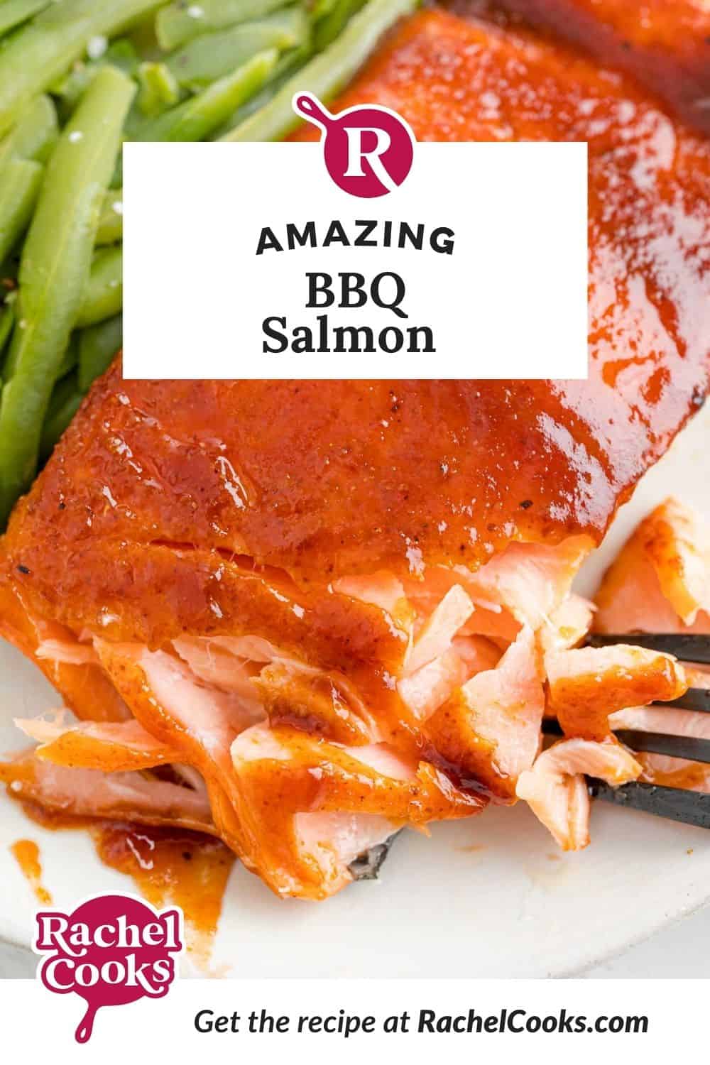 Salmon, text overlay reads "amazing bbq salmon."