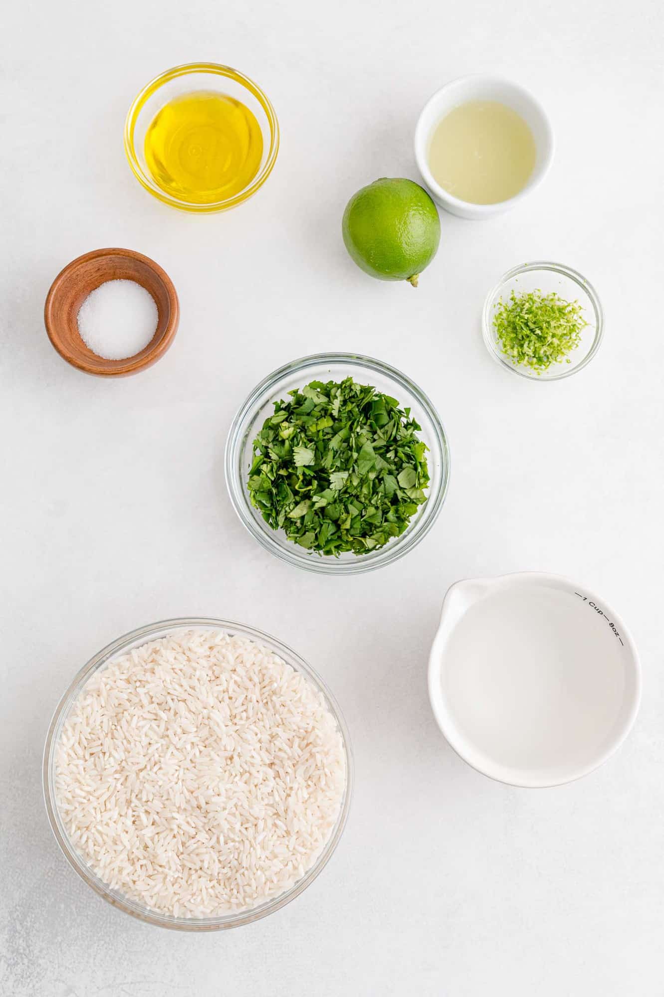 Ingredients in small separate bowls.