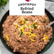 Beans, text overlay reads "crockpot refried beans."