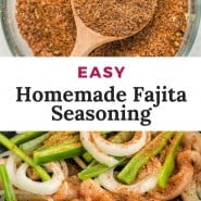 Seasoning mix, text overlay reads "easy homemade fajita seasoning."