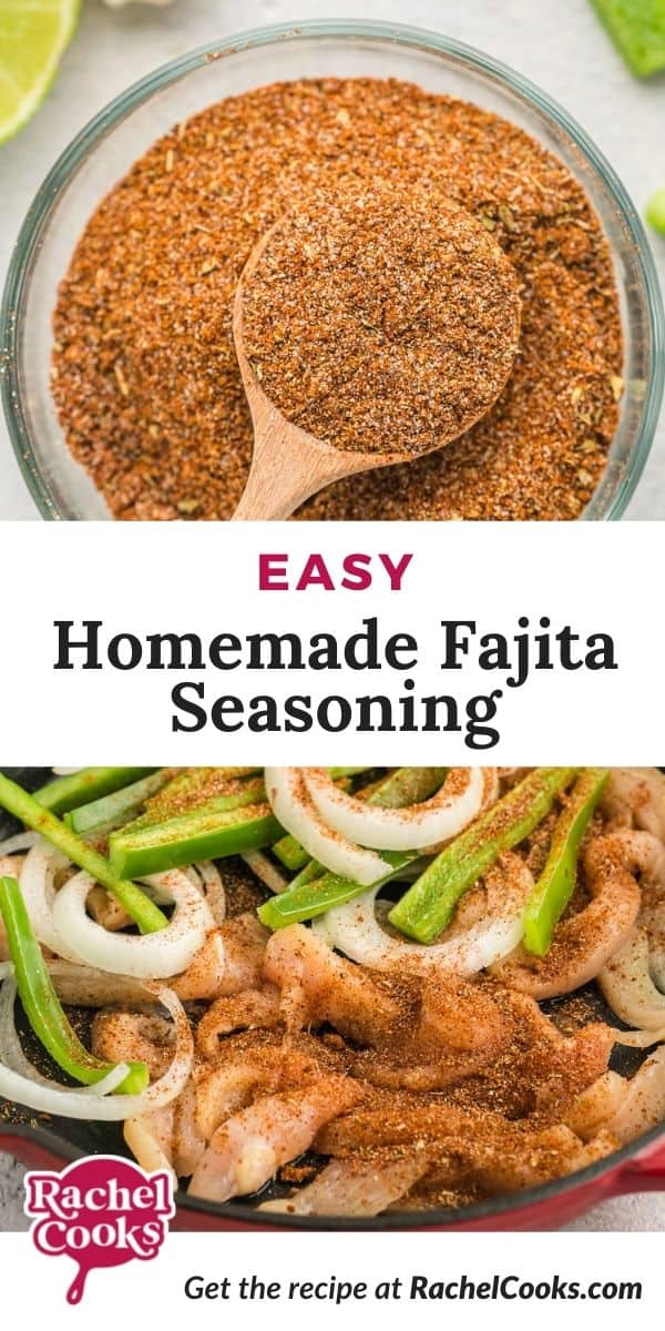 Seasoning mix, text overlay reads "easy homemade fajita seasoning."