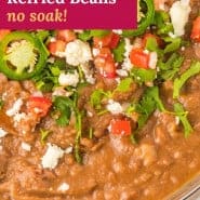 Beans, text overlay reads "instant pot refried beans - no soak."