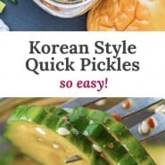 Pickles, text overlay reads "Korean style quick pickles - so easy!"