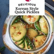 Pickles, text overlay reads "delicious Korean style quick pickles."