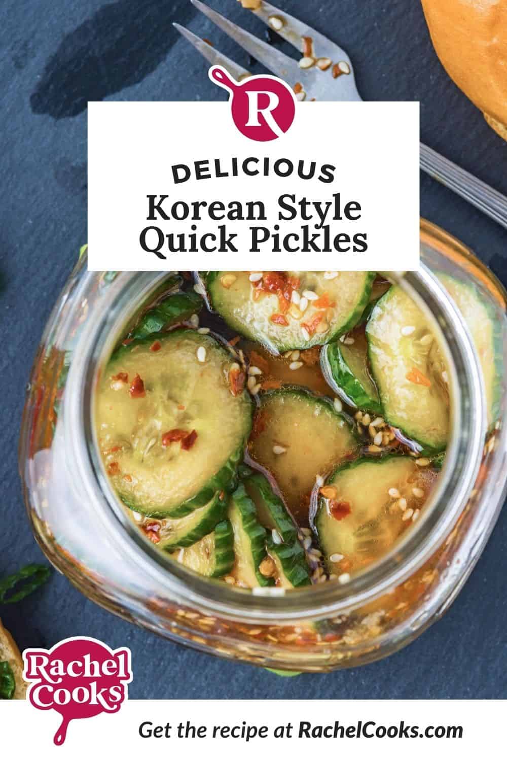 Pickles, text overlay reads "delicious Korean style quick pickles."