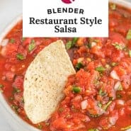 Salsa, text overlay reads "blender restaurant style salsa."