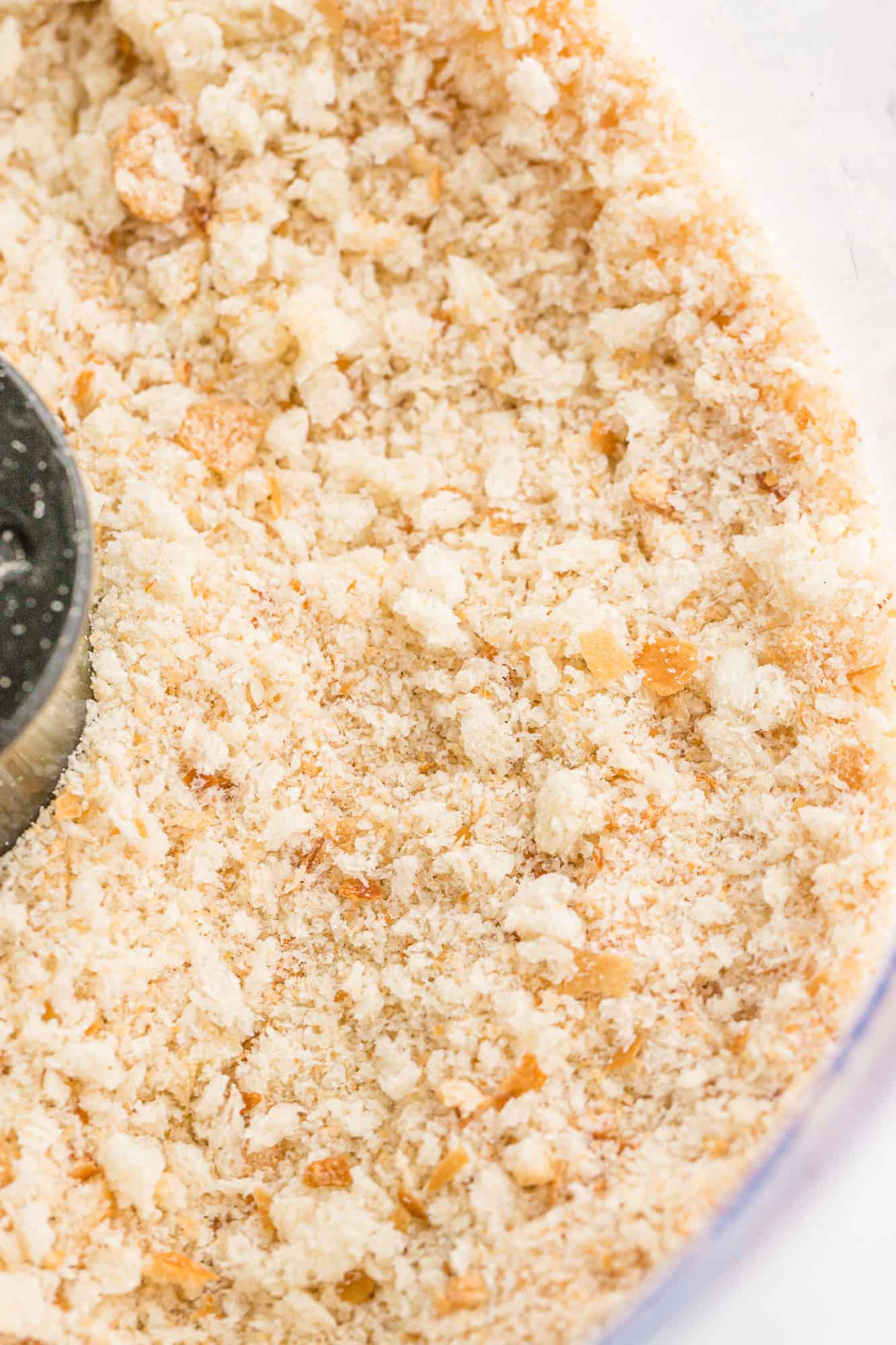 Bread crumbs in a food processor.