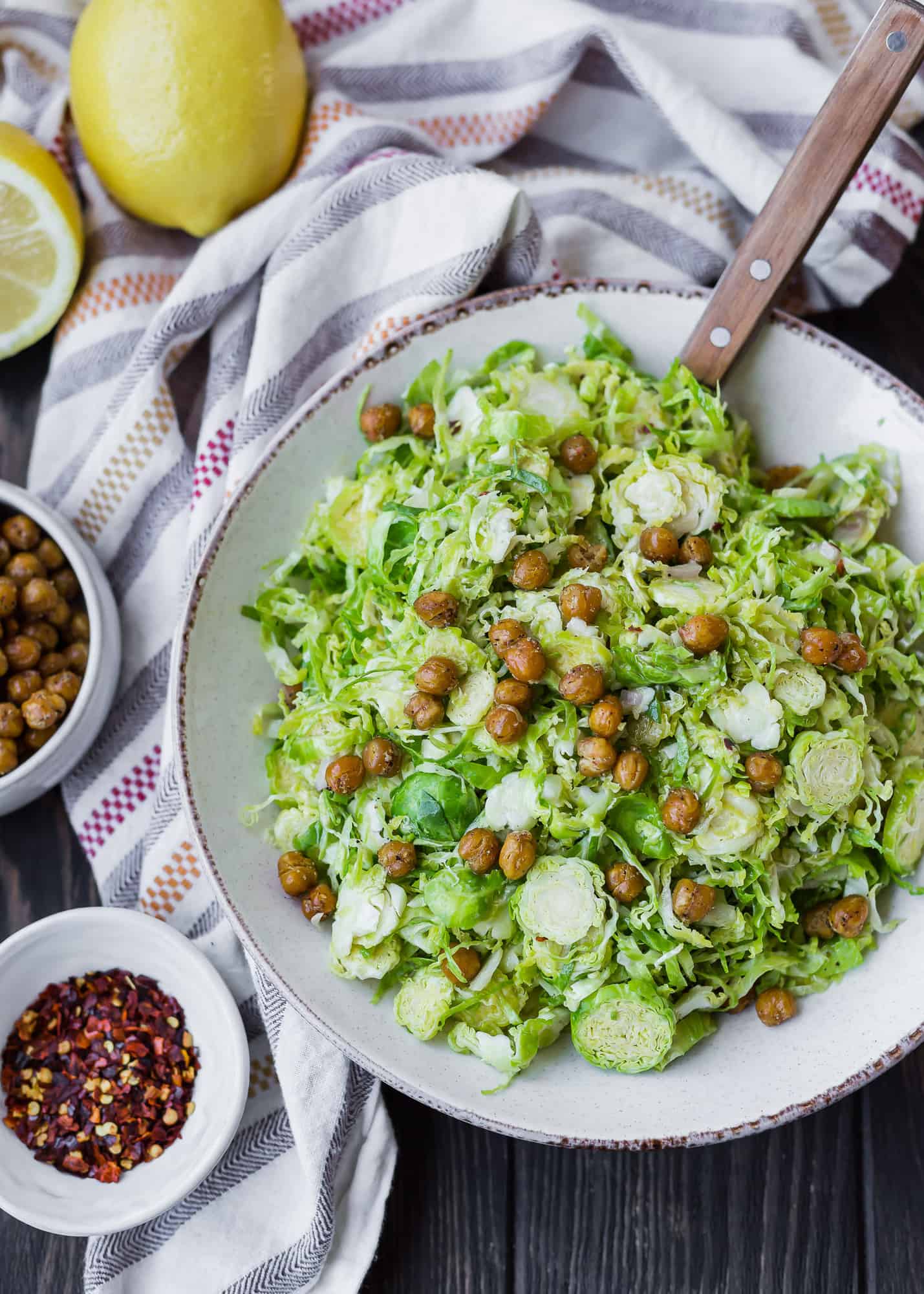 Shaved brussels sprouts with chickpeas.