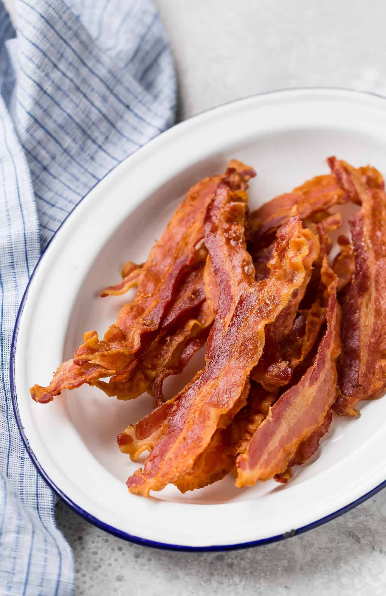 Crispy bacon on a plate.