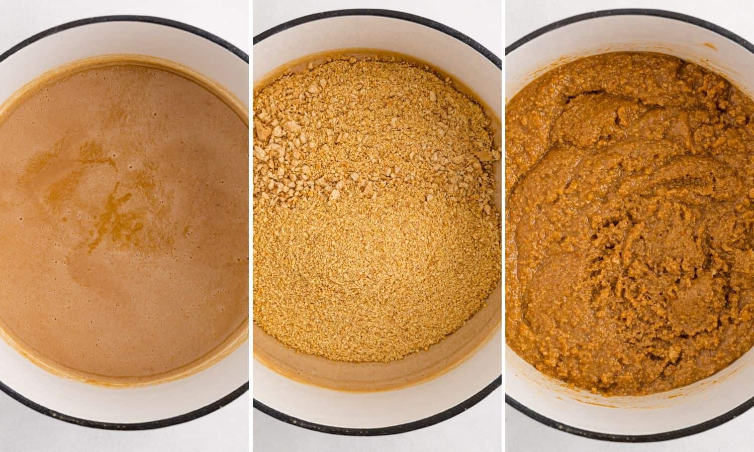 Three steps to making peanut butter layer.