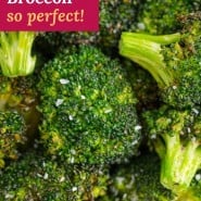 Broccoli, text overlay reads "air fryer broccoli - so perfect."