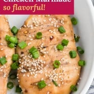 Chicken, text overlay reads "asian chicken marinade - so flavorful."