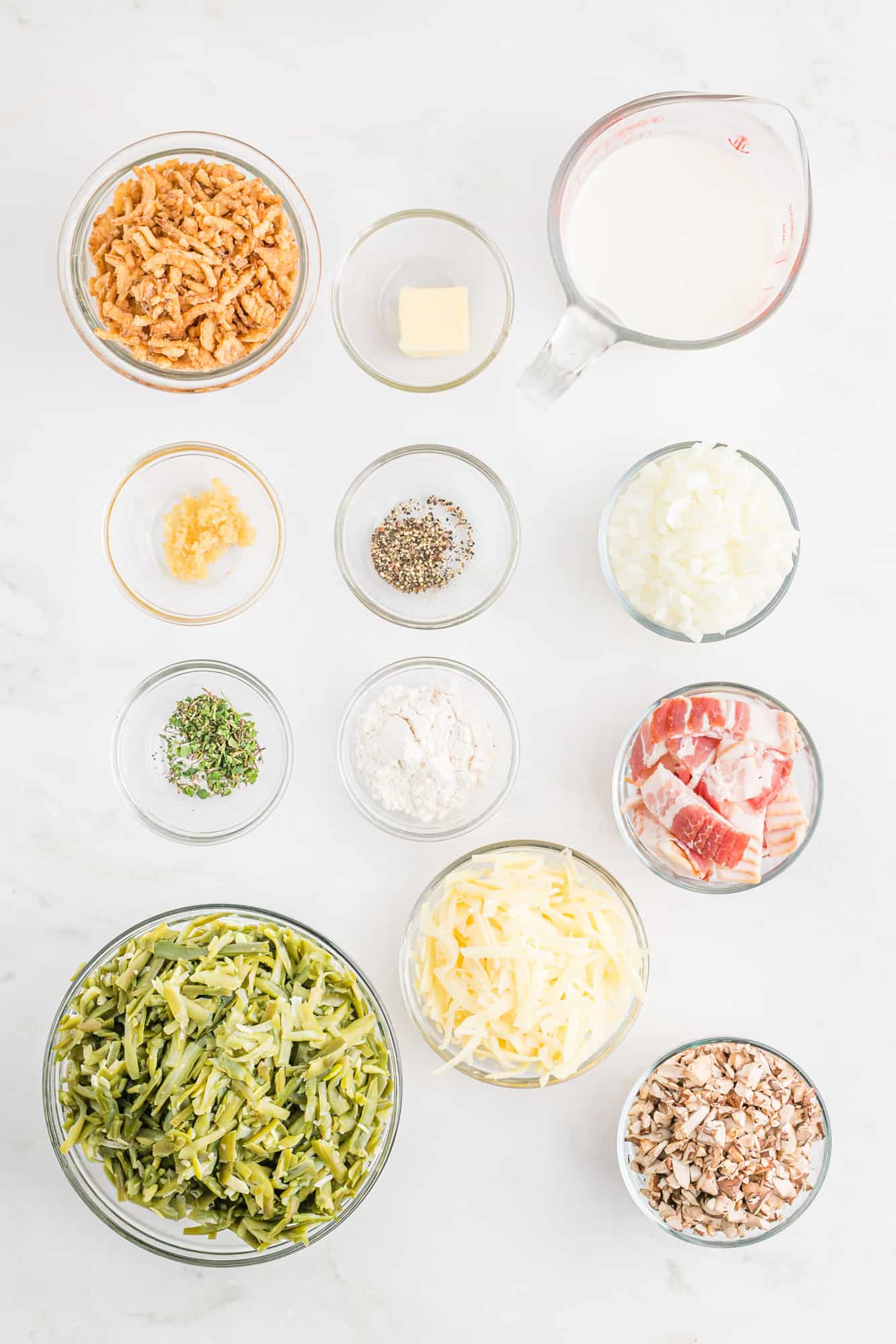 Ingredients needed for recipe, including green beans.