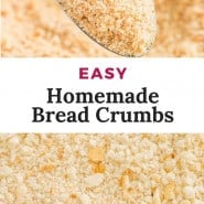 Bread crumbs, text overlay reads "easy homemade bread crumbs."