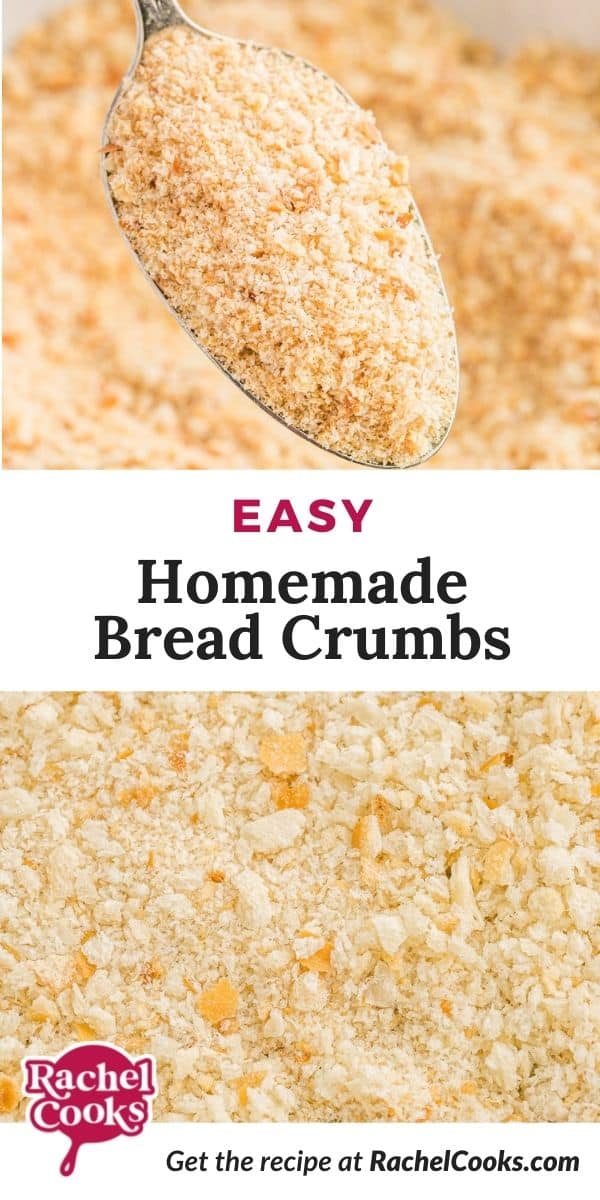 Bread crumbs, text overlay reads "easy homemade bread crumbs."