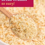 Bread crumbs, text overlay reads "homemade bread crumbs - so easy."