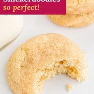 Cookies, text overlay reads "the best snickerdoodle cookies - so perfect."