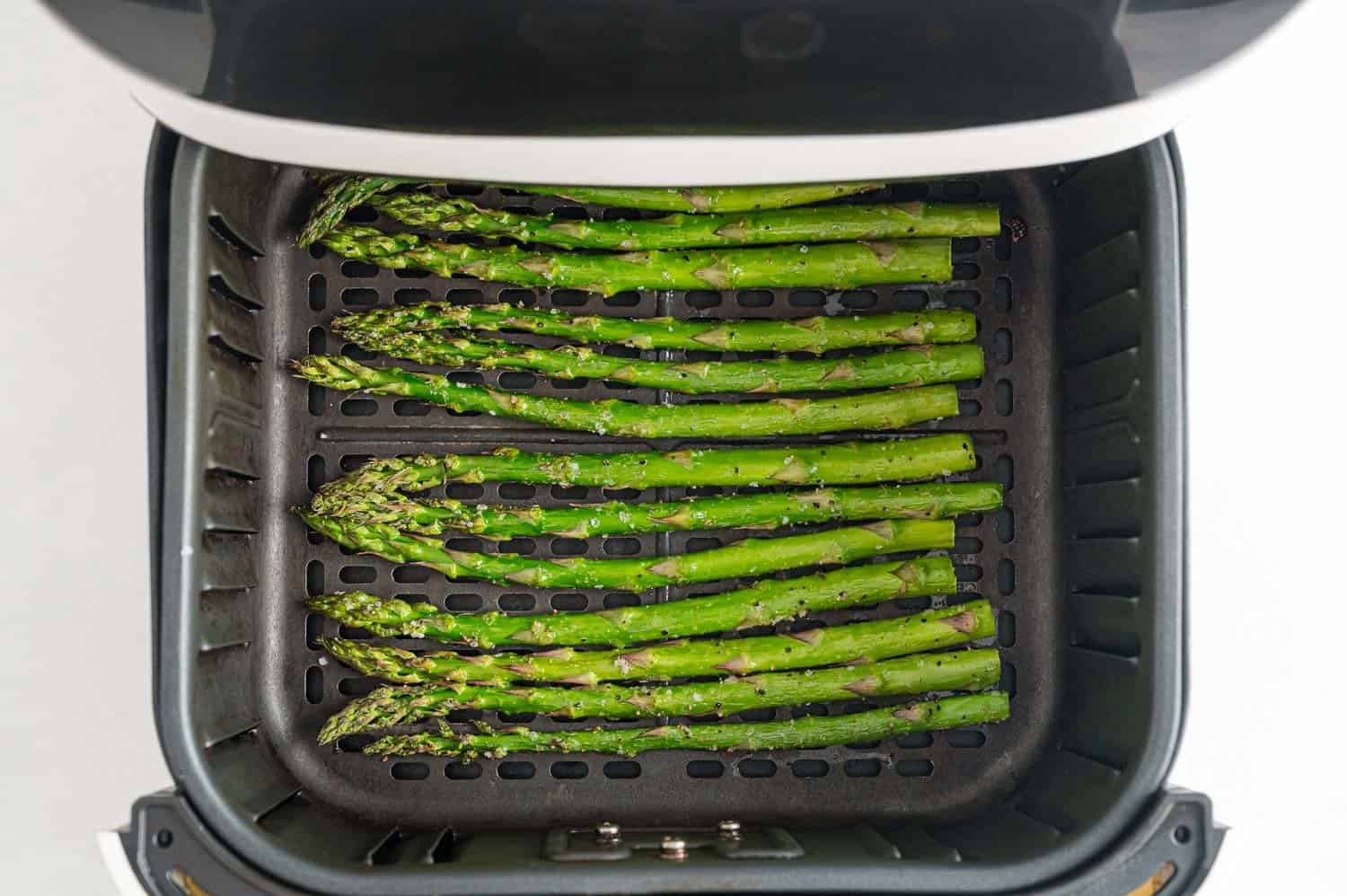 Cooked asparagus in air fryer.