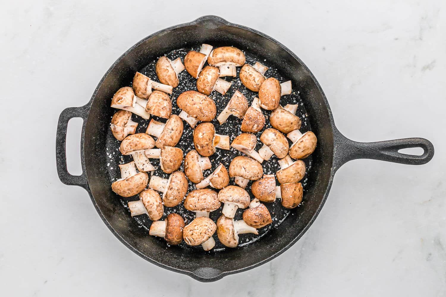 Mushrooms in skillet.