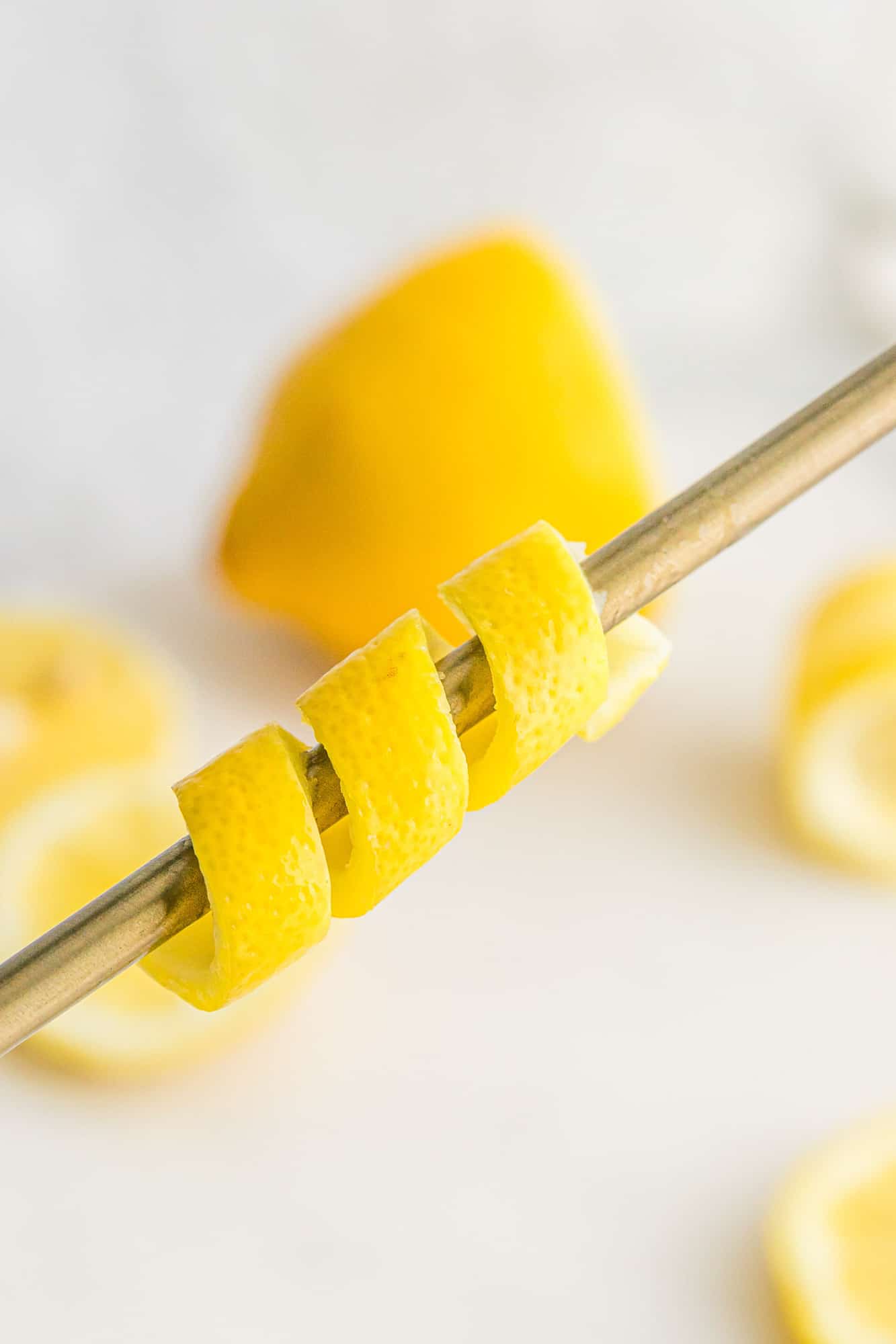 Lemon curl on a straw.