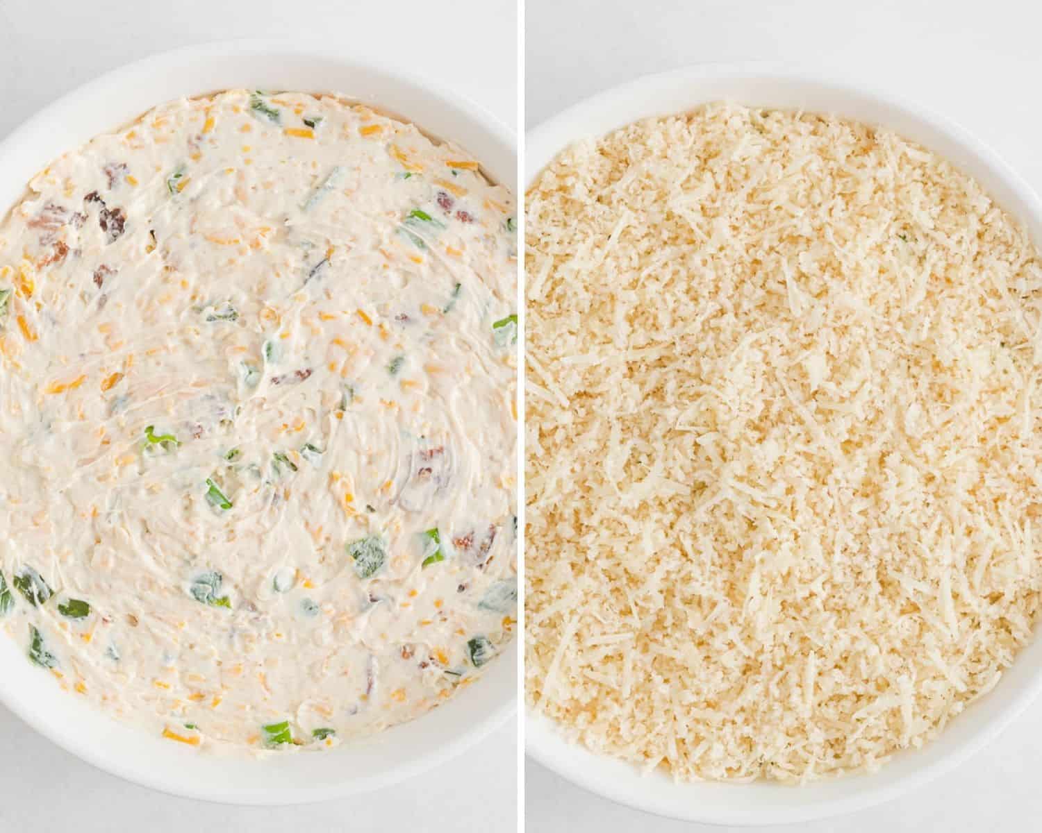 Dip before and after adding panko topping.