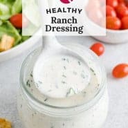 Creamy dressing, text overlay reads 