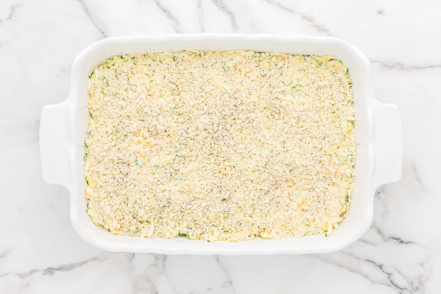 Unbaked zucchini casserole.