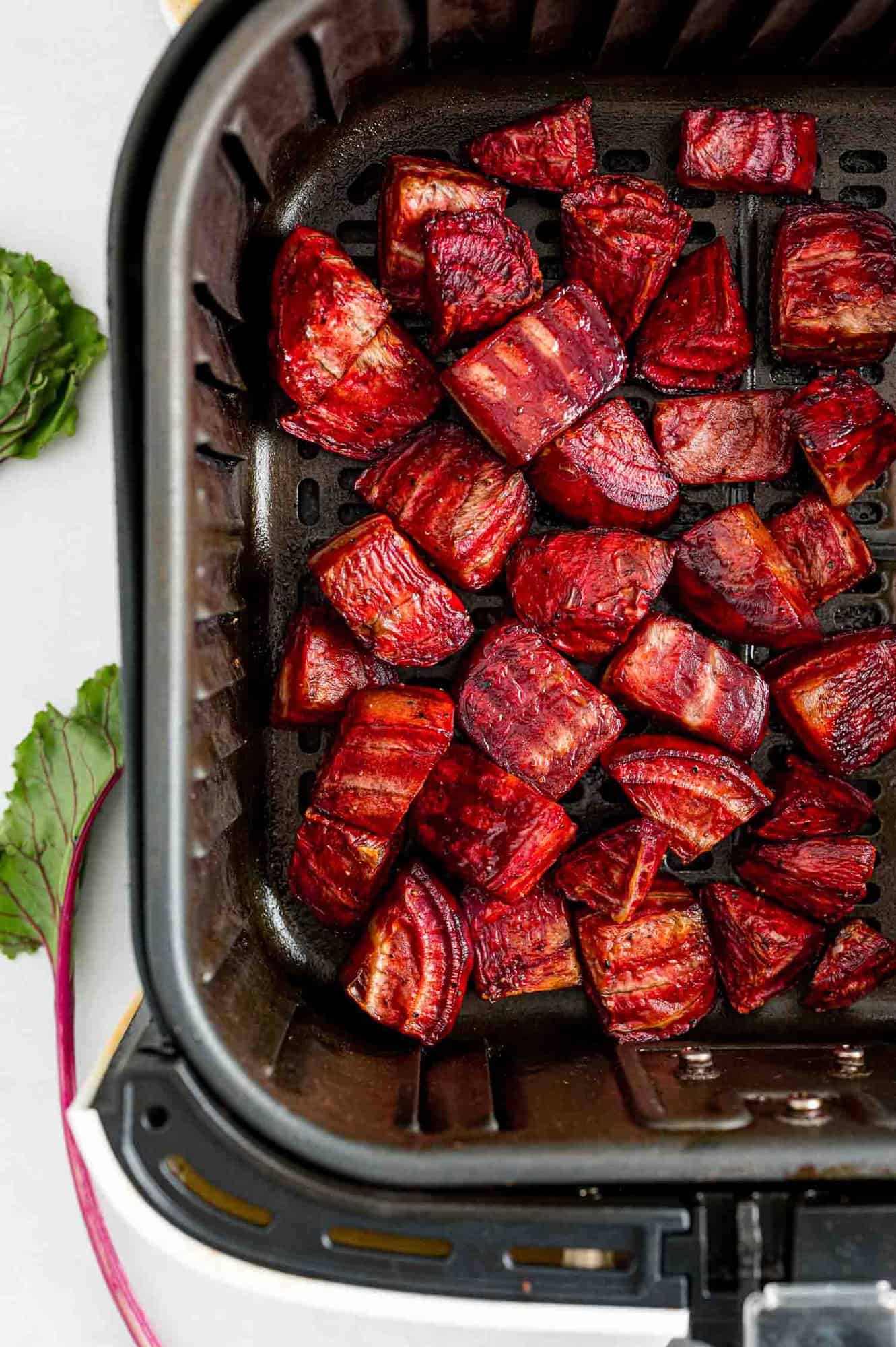 Air fryer beets still in the air fryer.