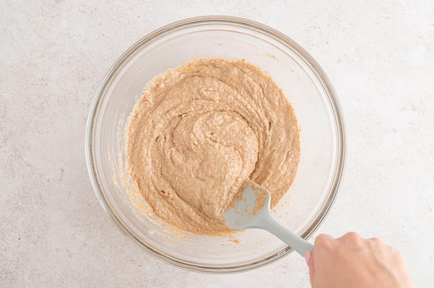 Pancake batter in a mixing bowl.