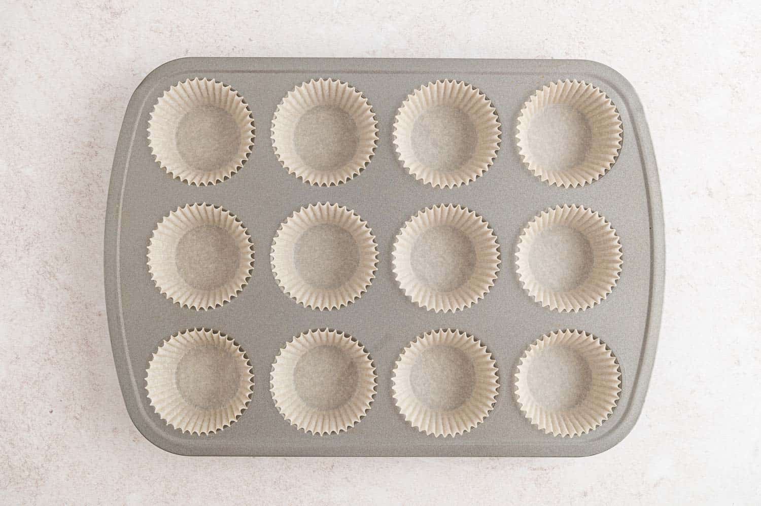 Lined muffin pan.