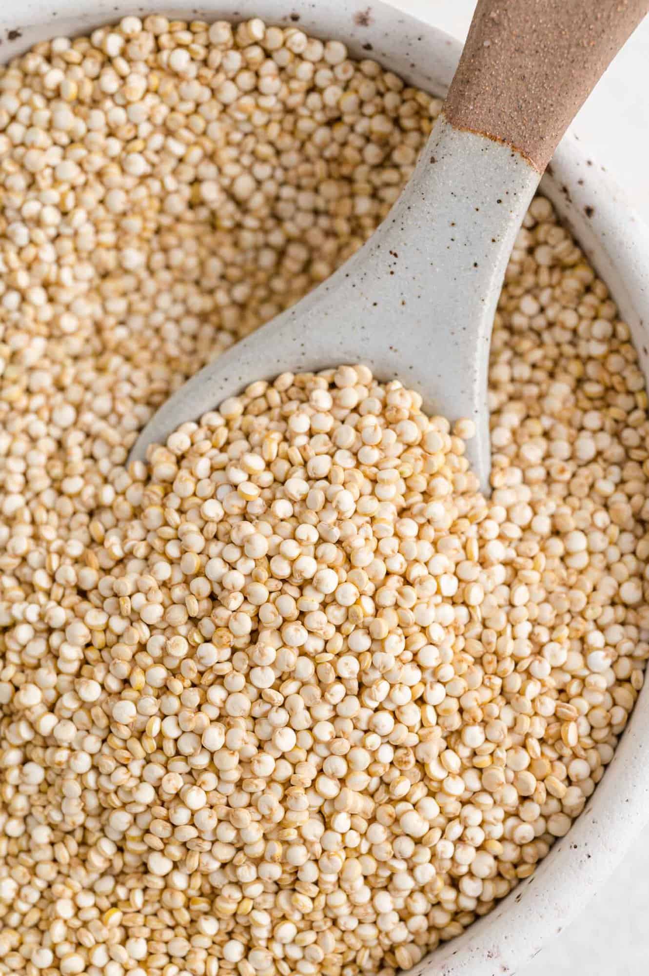 Uncooked quinoa in a bowl.