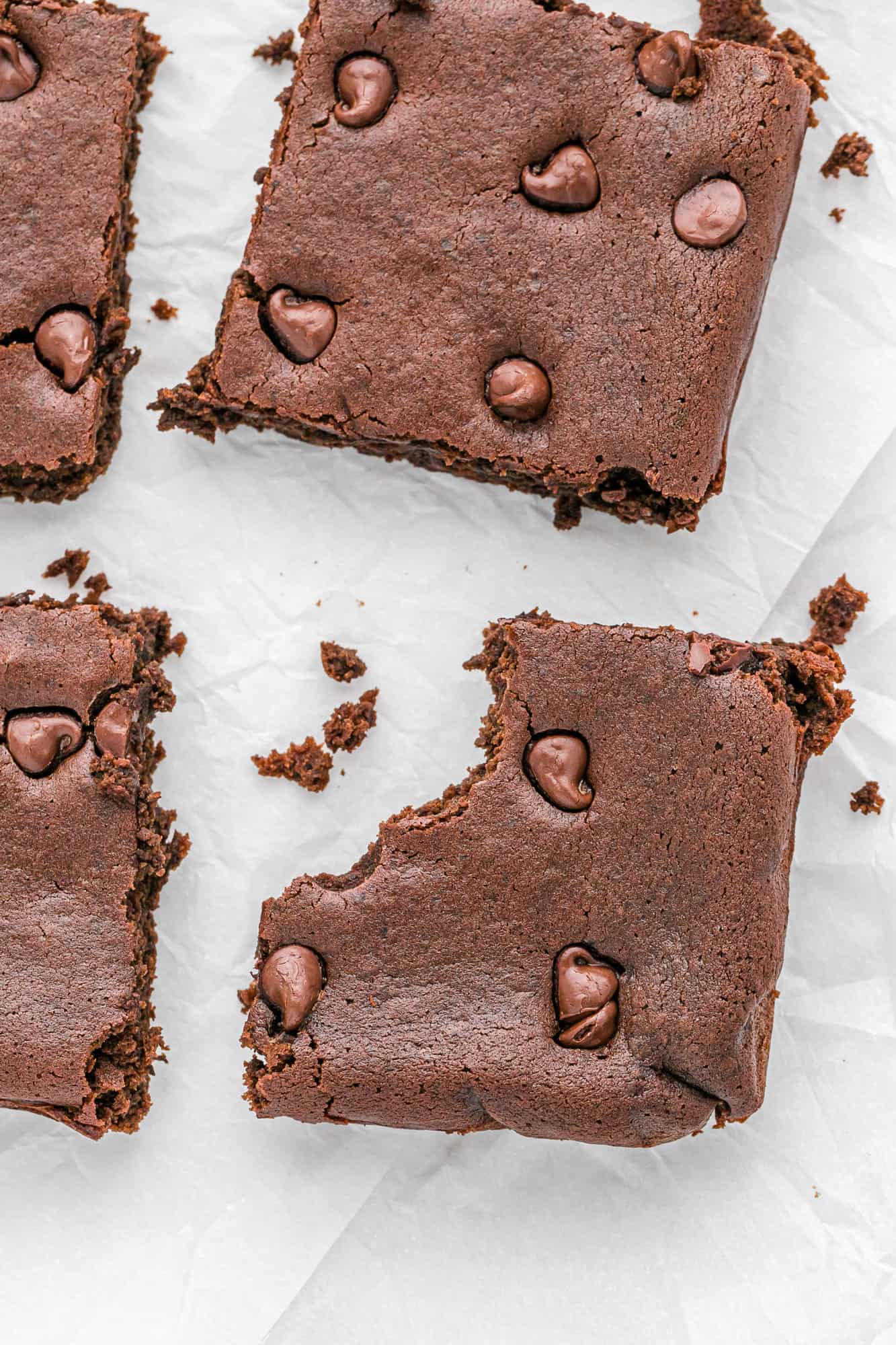 Brownies with a bite out of them.