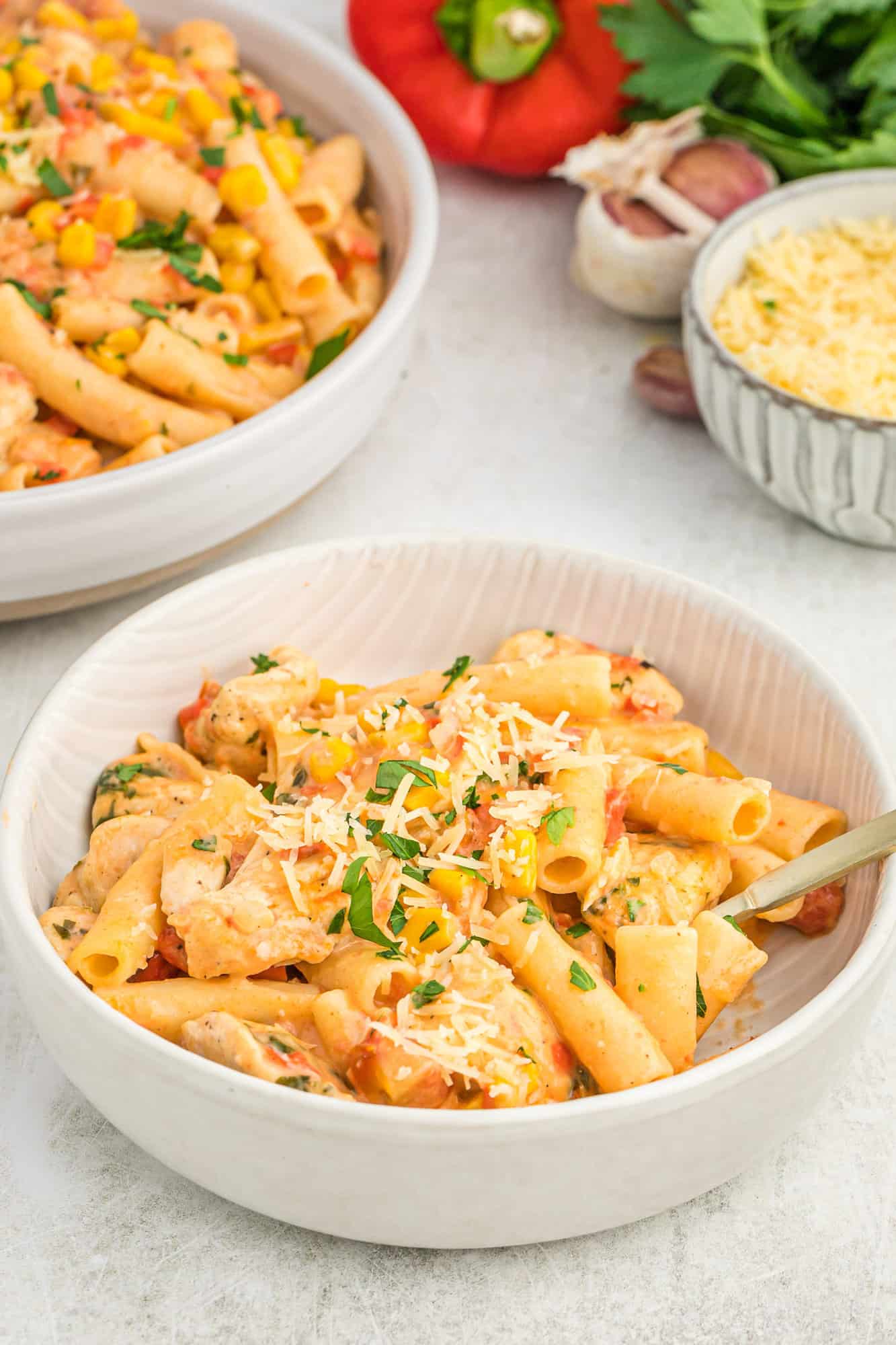 Cajun pasta in a bowl.