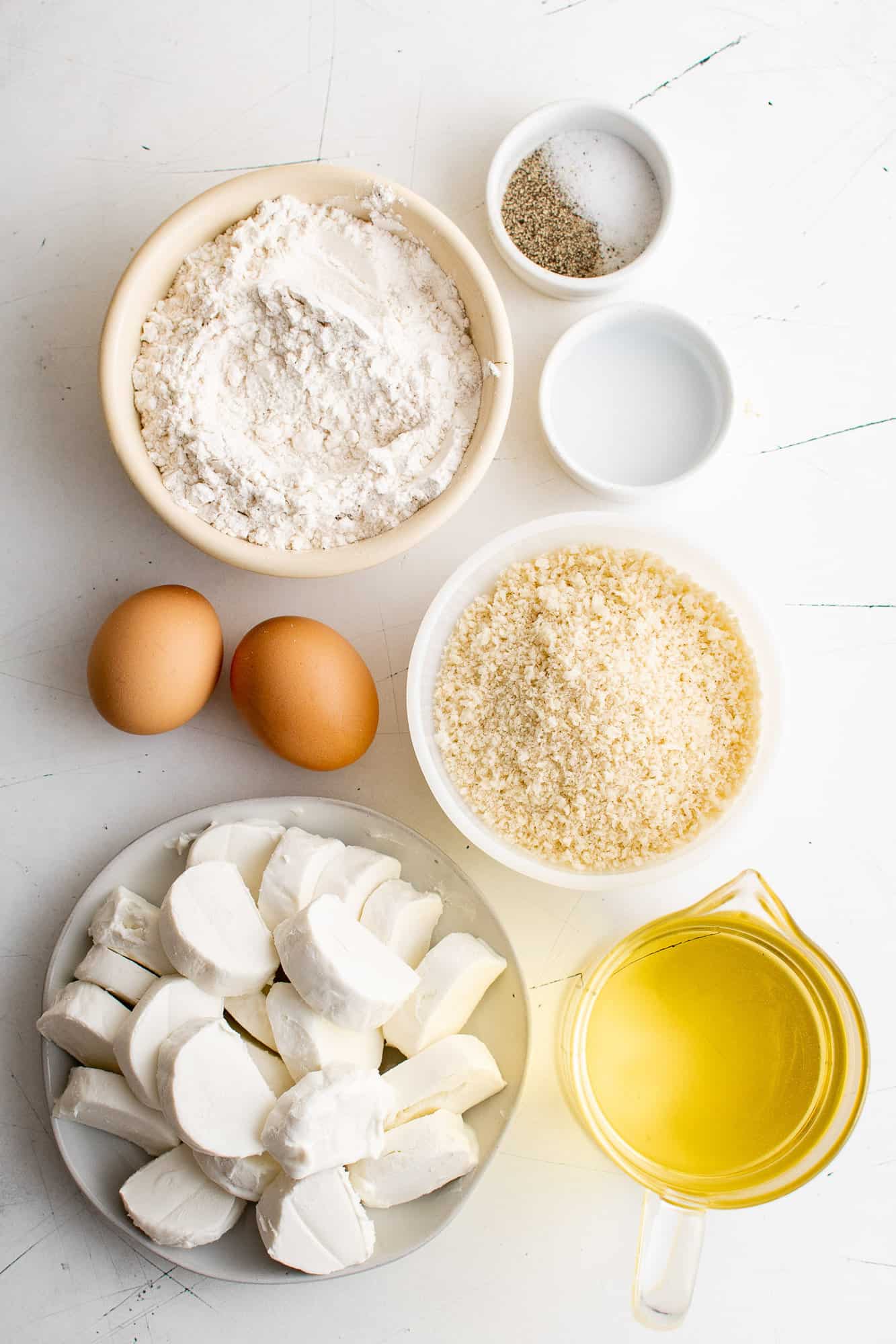 Ingredients needed for recipe, including goat cheese.