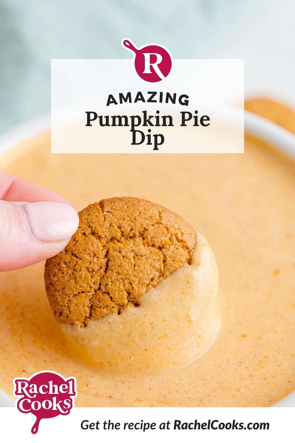 Dip, text overlay reads "amazing pumpkin pie dip!"