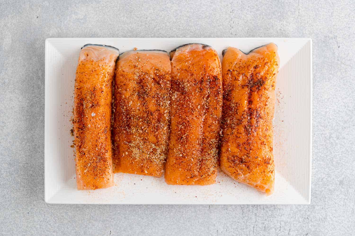 Salmon with spice rub.