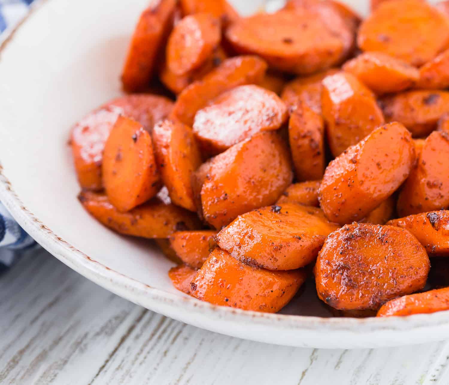 Cooked carrots with honey and chili powder.