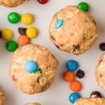 Monster cookie energy bites with M&M's.