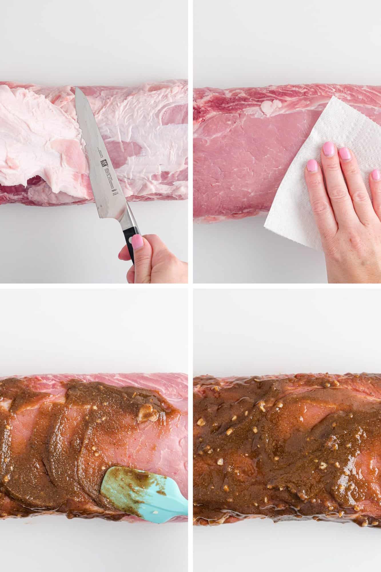 Pork being prepped.