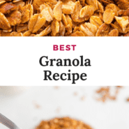 Granola, text overlay reads "best granola recipe."