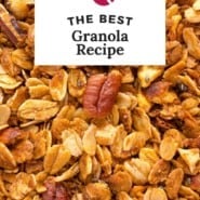 Granola, text overlay reads "the best granola recipe."