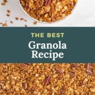 Granola, text overlay reads "the best granola recipe."