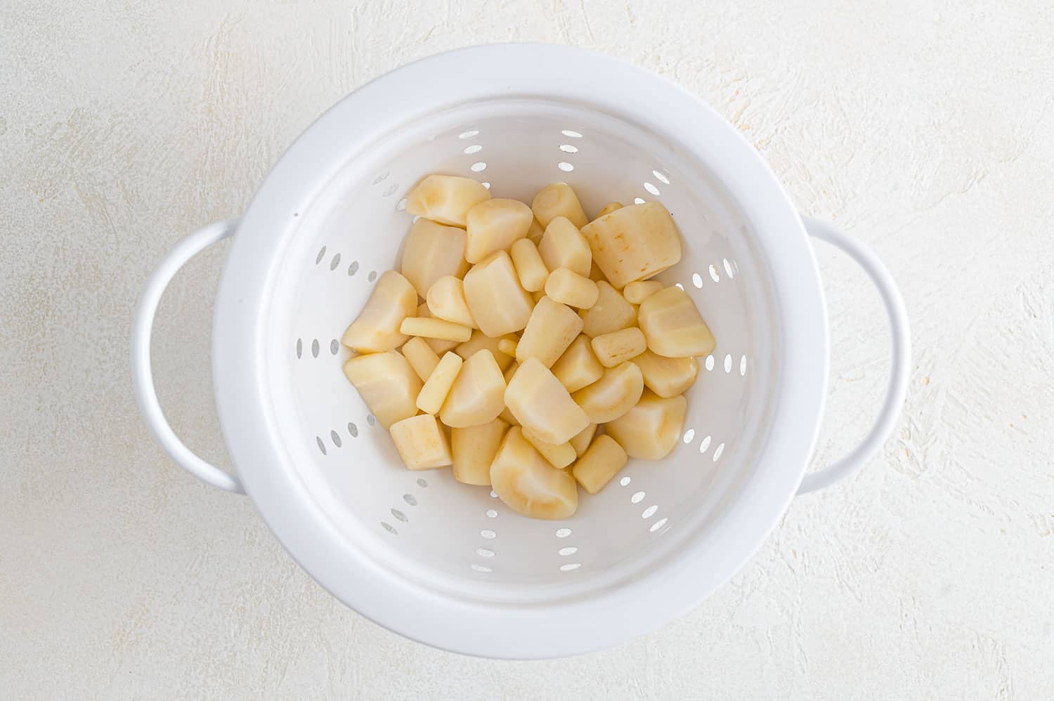 Drained parsnips.