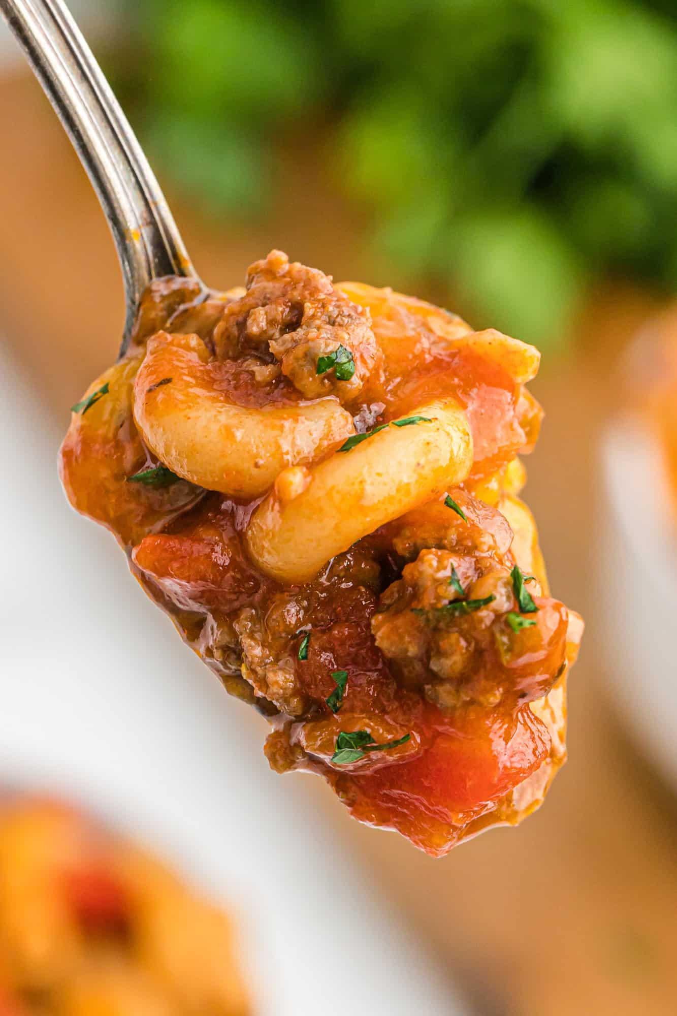 Goulash on a spoon.